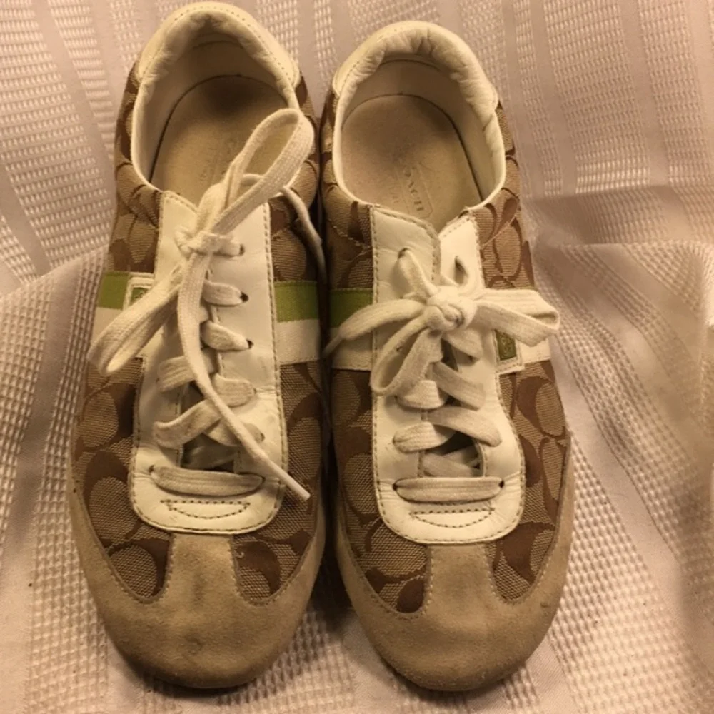 Coach iconic monogrammed canvas/leather sneakers